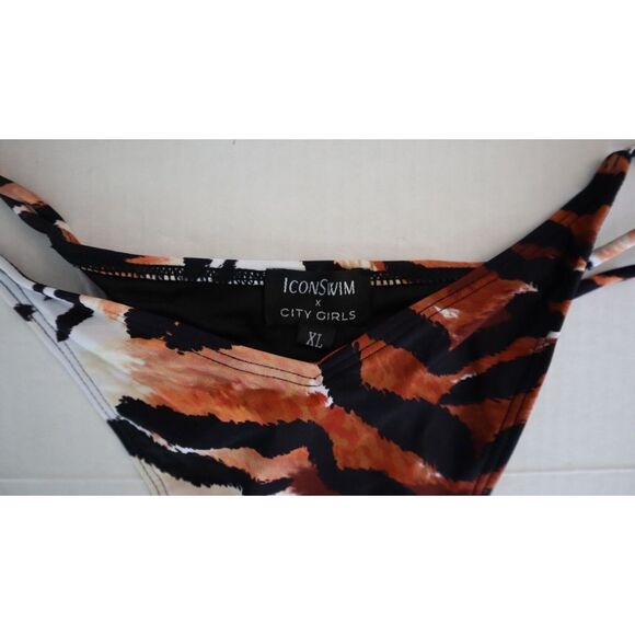Icon Swim x City Girls ICON1026 Sz XL Brown Zebra Print Take Yo Man Thong Bikini - Picture 3 of 7